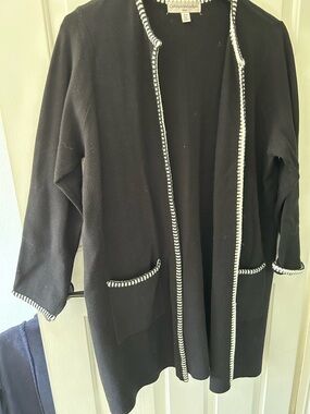 Catherine Malandrino Black Sweater with White Trim